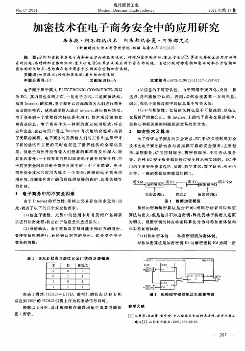 加密技术在电子商务安全中的应用研究
