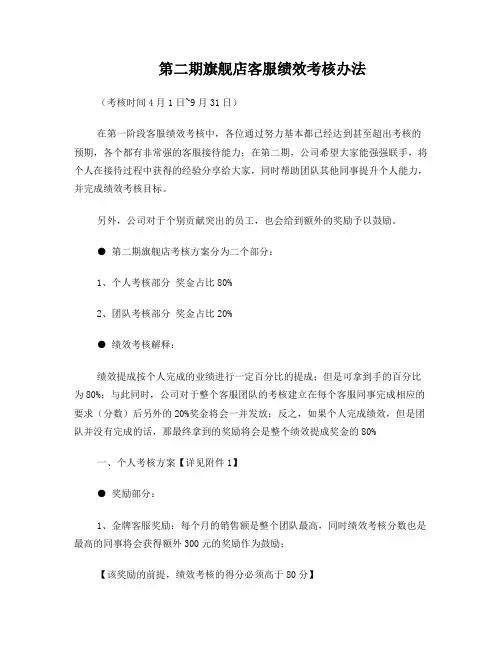 客服及客服主管考核绩效方案