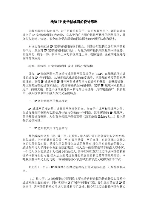 浅谈IP宽带城域网的设计思路