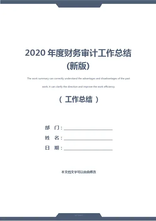 2020年度财务审计工作总结(新版)