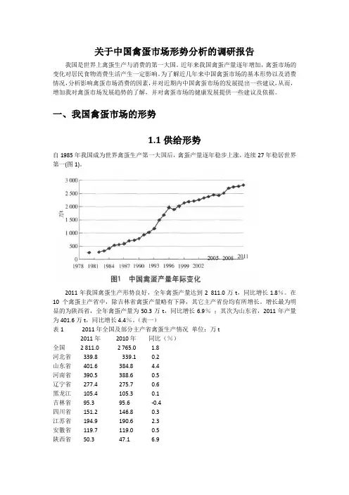 关于中国禽蛋市场形势分析的调研报告