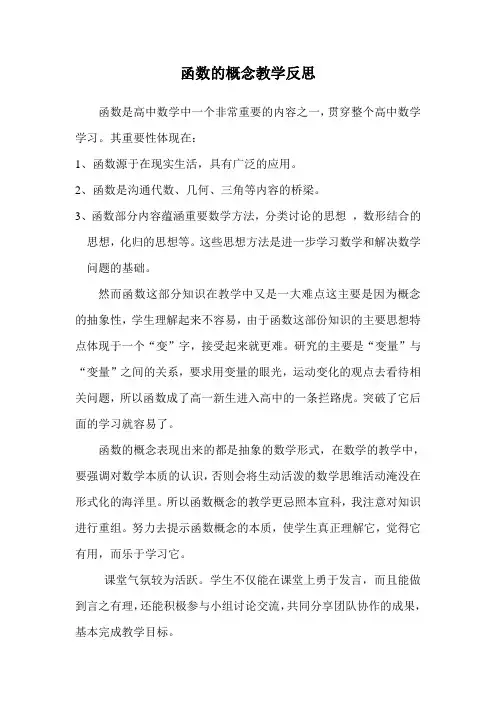 函数的概念教学反思
