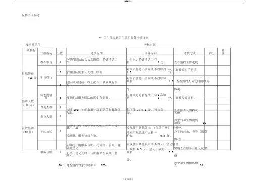 家庭医生签约服务考核细则