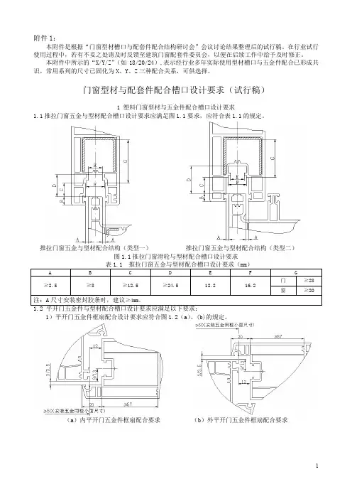 门窗型材与配套件配合槽口设计要求(试行稿)