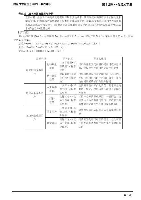 成本差异的计算与分析(1)