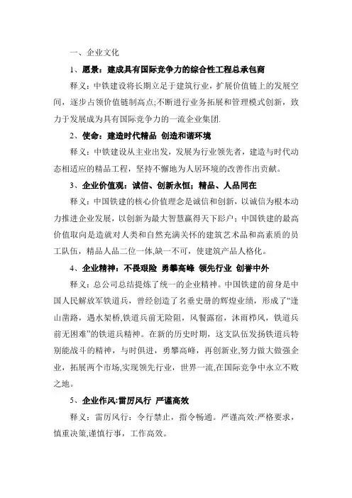 中铁建设集团企业文化【精选文档】