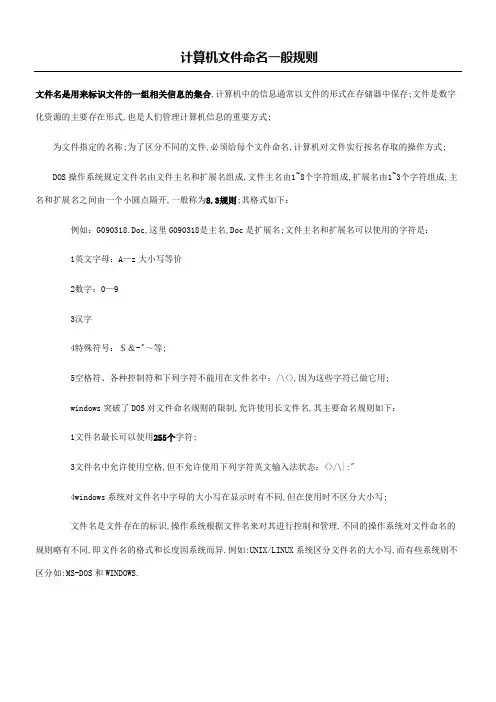 计算机文件命名一般规则