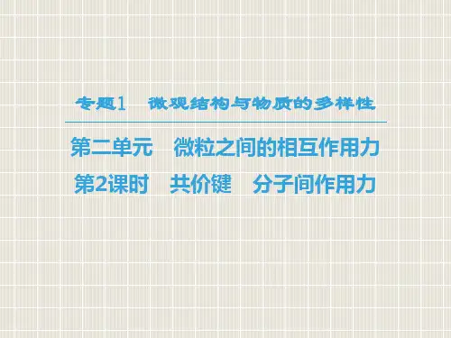 高中化学 专题1 微观结构与物质的多样性 第2单元 微粒之间的相互作用力 第2课时 共价键 分子间作