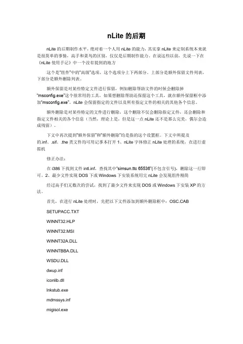 nLite的后期制作