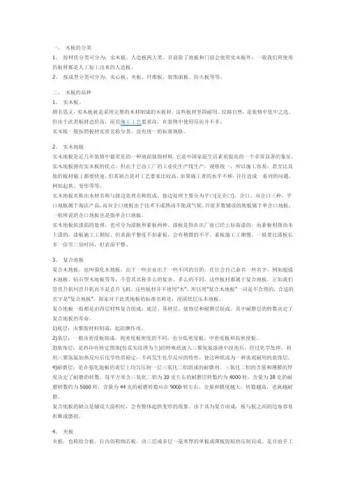 家庭装修中经常使用的板材