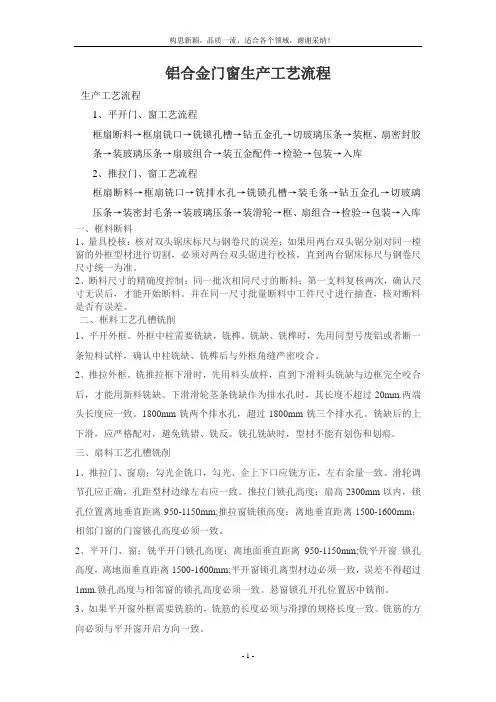 铝合金门窗生产工艺流程