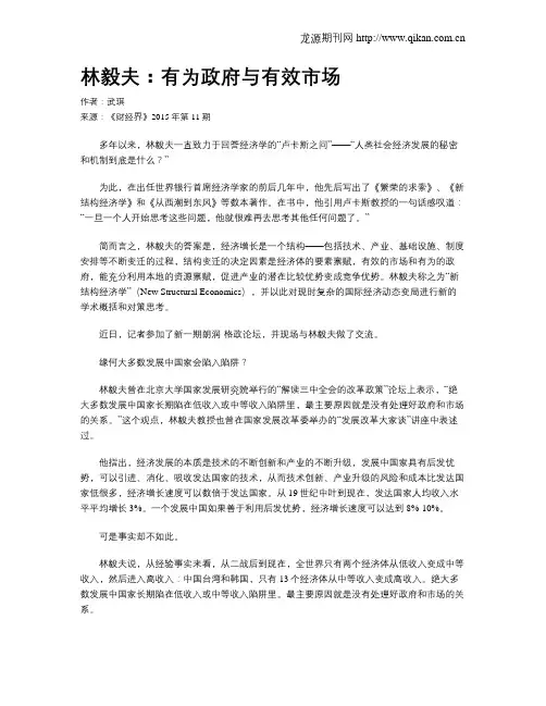 林毅夫：有为政府与有效市场