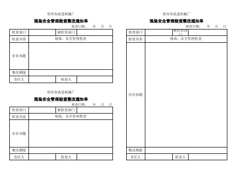 现场管理检查整改通知单