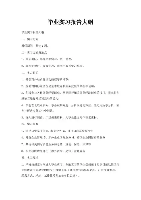 最新-毕业实习报告大纲 精品