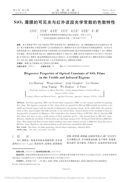 SiO_2薄膜的可见光与红外波段光学常数的色散特性_刘华松