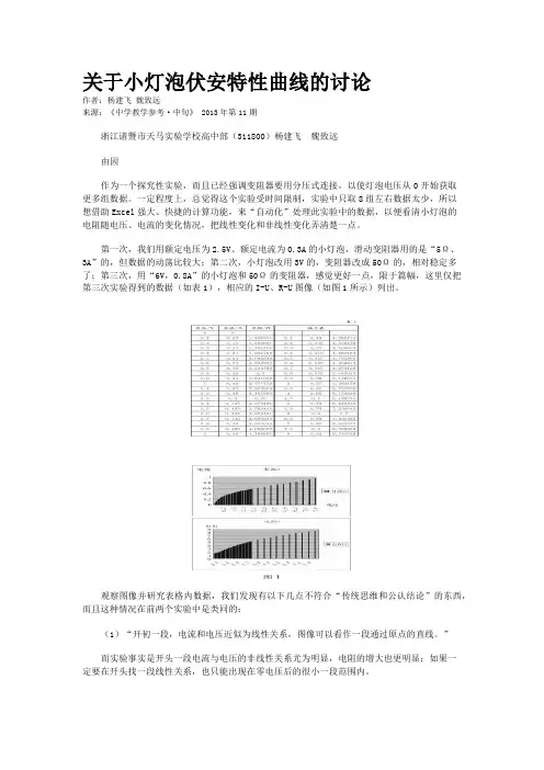 关于小灯泡伏安特性曲线的讨论