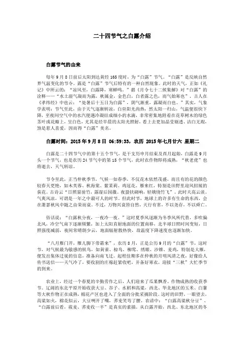 二十四节气之白露介绍