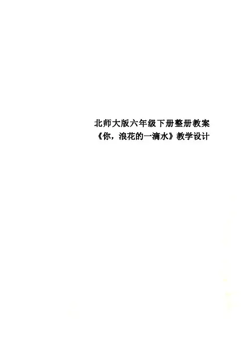 北师大版六年级下册整册教案《你,浪花的一滴水》教学设计
