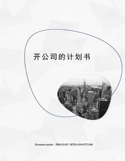开公司的计划书