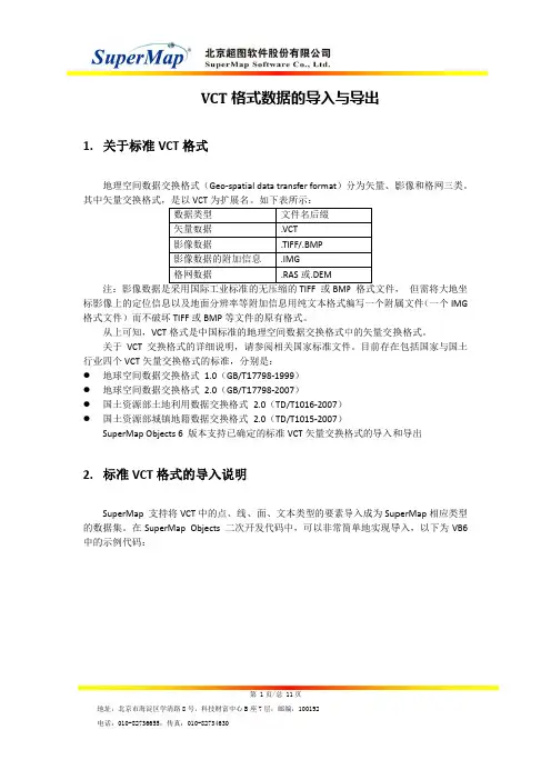 SupreMap Objects 6中VCT格式数据的导入与导出