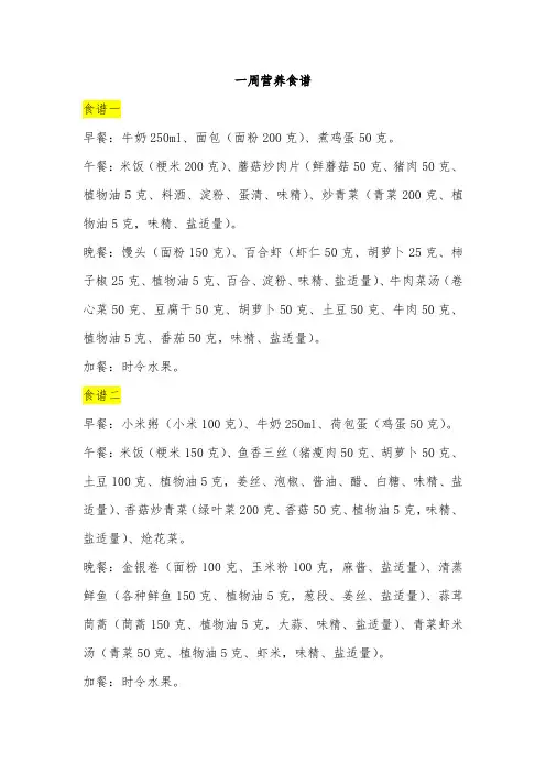 一周营养食谱