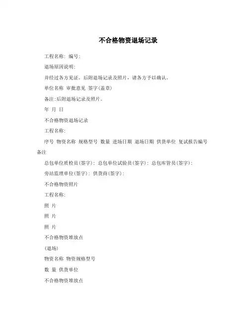 不合格物资退场记录