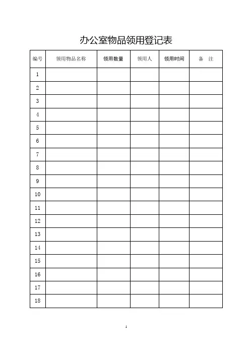 办公室物品领用登记表 2