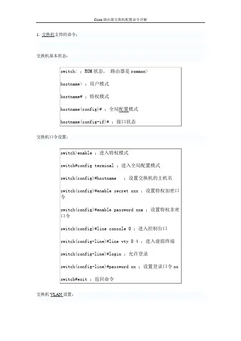 Cisco路由器交换机配置命令详解