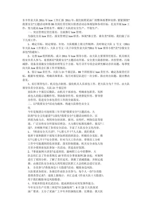 HSE工作汇报材料