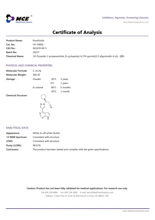 Ruxolitinib_COA_20227_MedChemExpress