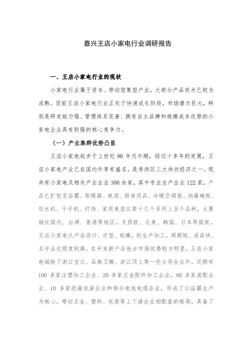 嘉兴王店小家电行业调研报告