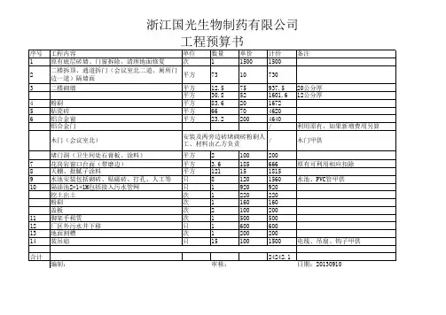食堂改造预算书