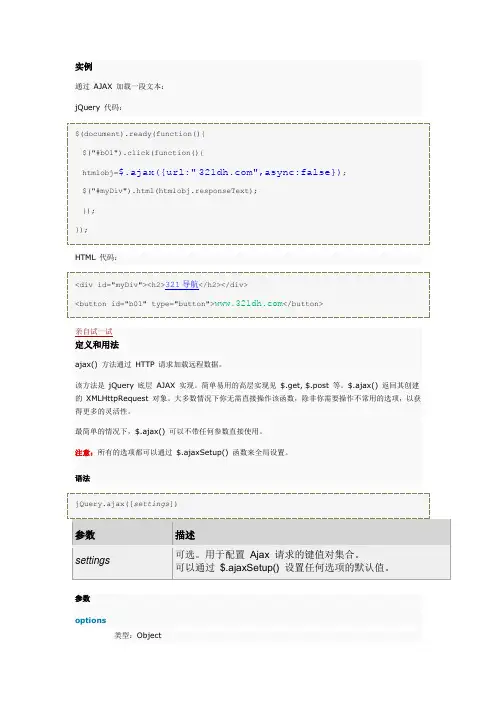 jQuery ajax - ajax() 使用方法和示例