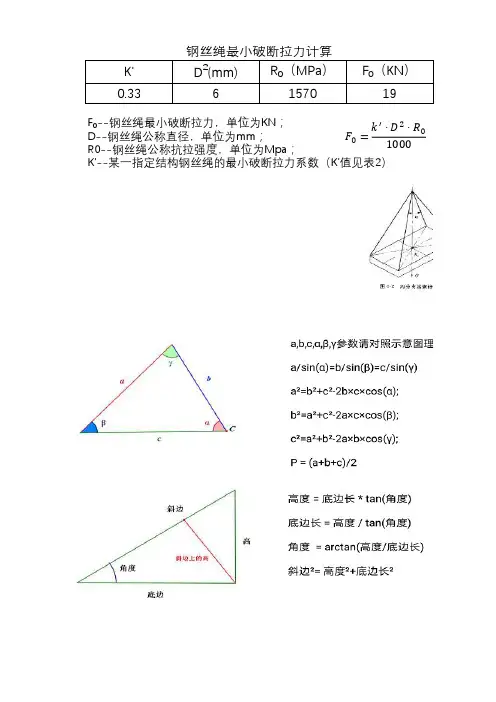起重吊装钢丝绳计算公式