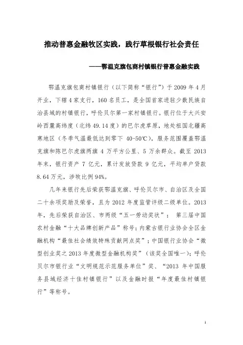 普惠金融专题报告