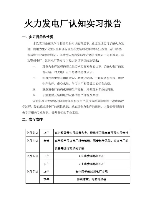 火电厂实习报告 2