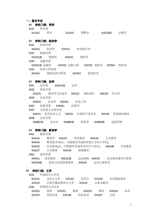 大学专业分类