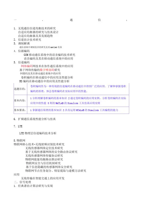 通信工程论文题目