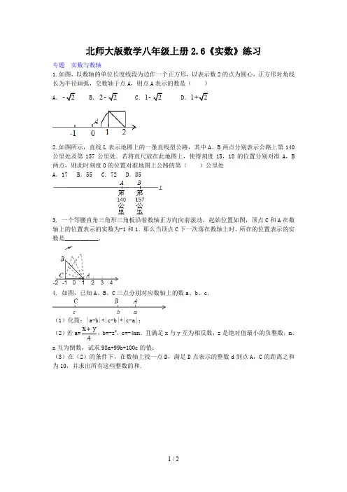 北师大版数学八年级上册2.6《实数》练习