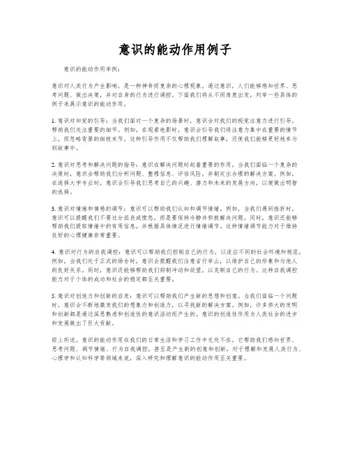 意识的能动作用例子