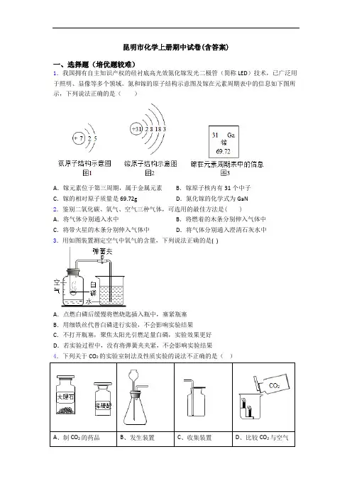 昆明市化学上册期中试卷(含答案)