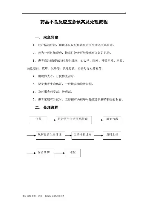 药品不良反应应急预案及处理流程