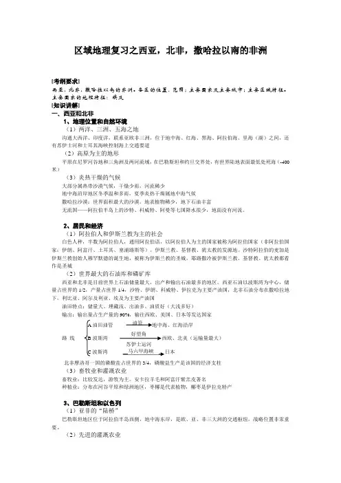 区域地理复习之西亚,北非,撒哈拉以南的非洲集合