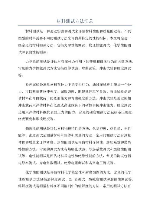 材料测试方法汇总
