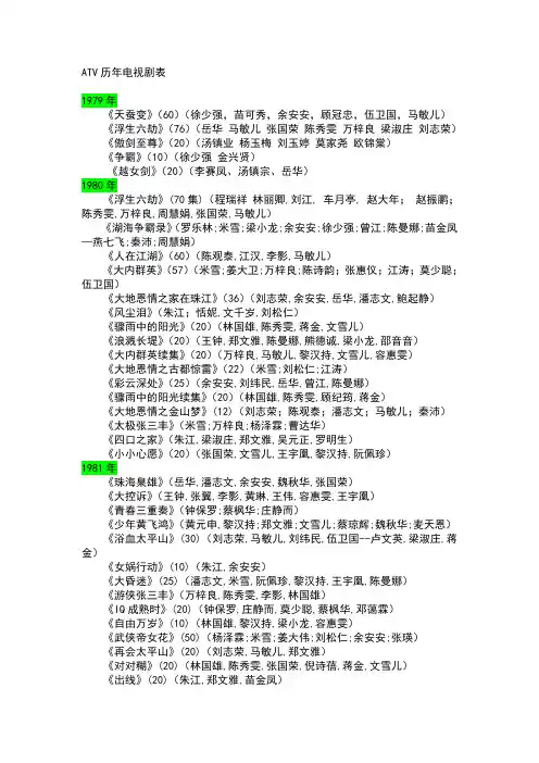 ATV历年电视剧列表