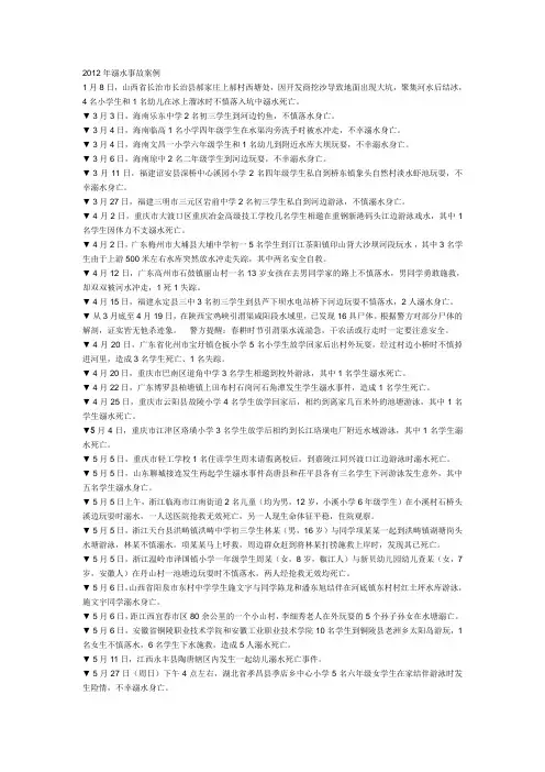 2012年溺水事故案例