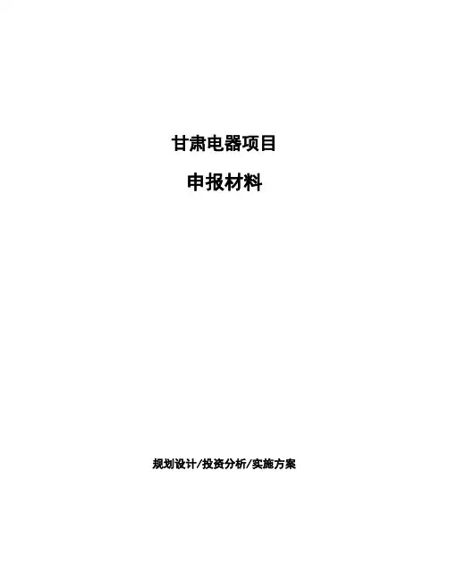 甘肃电器项目申报材料