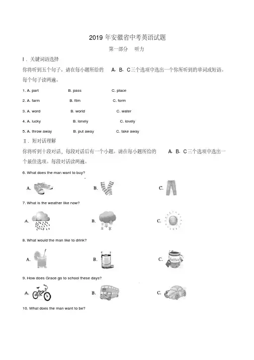 2019年安徽省中考英语试题(解析版)