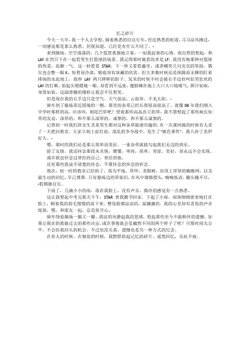 忆之碎片_高中作文