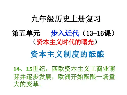 部编版九年级历史上册第五单元复习